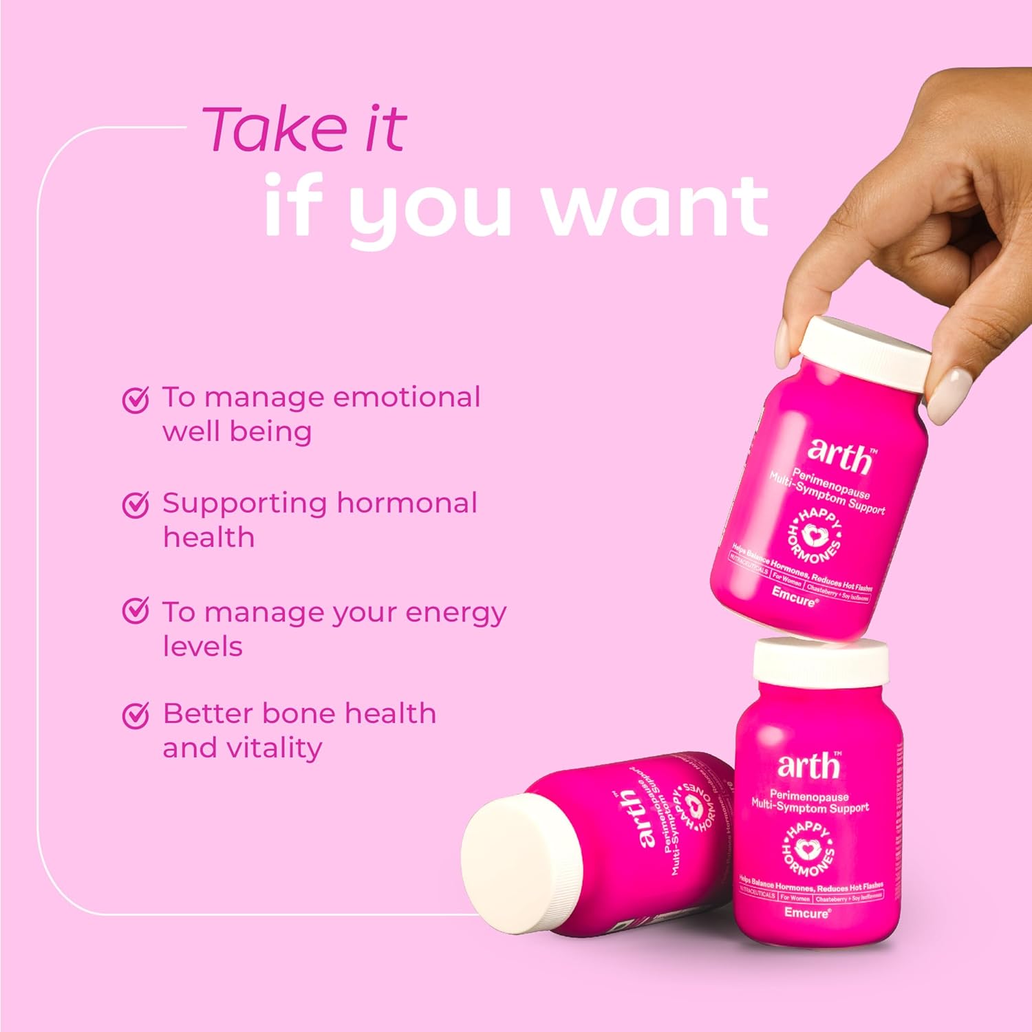 Arth Hormonal Wellness & Iron Energy Combo for Women | Perimenopause Support Tablets for hot flashes & night sweats + Chelated high absorption Iron Gummies for energy & Reduced Fatigue