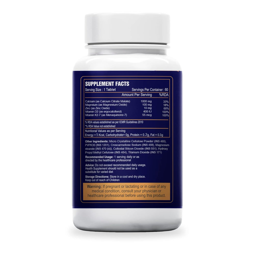Sea Life Calcium Plus (60 Tablets) With Vitamin D2, k2-7 Magnesium & Zinc | Supports Stronger Bones, Teeth, Immunity & Muscle Health For Women and Men.