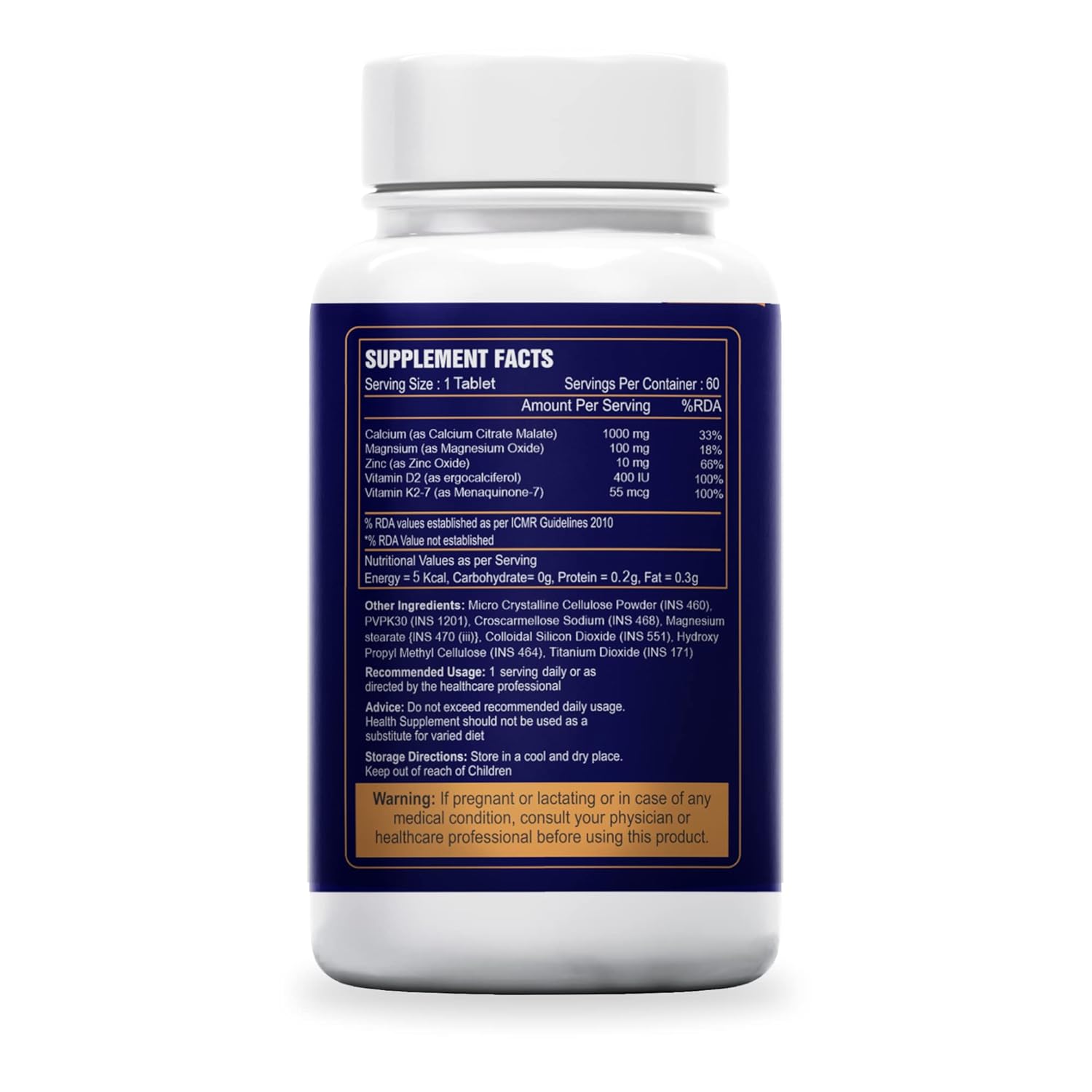 Sea Life Calcium Plus (60 Tablets) With Vitamin D2, k2-7 Magnesium & Zinc | Supports Stronger Bones, Teeth, Immunity & Muscle Health For Women and Men.