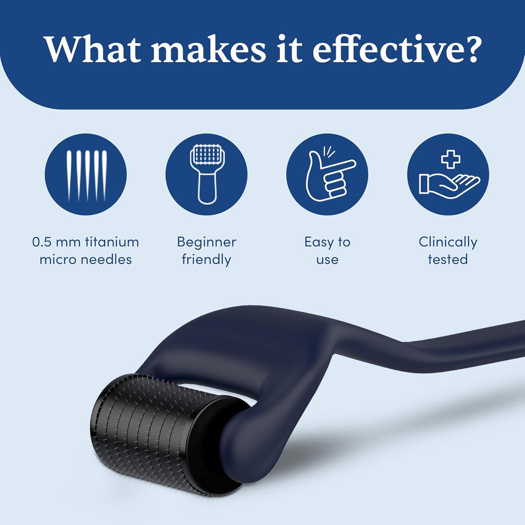 Man Matters Advance Derma Roller For Hair & Beard | 540 Micro 0.5mm Titanium Alloy Needles | Beard Health and Development | Stimulates Beard Hair Follicles | Safe, Easy & Effective To Use