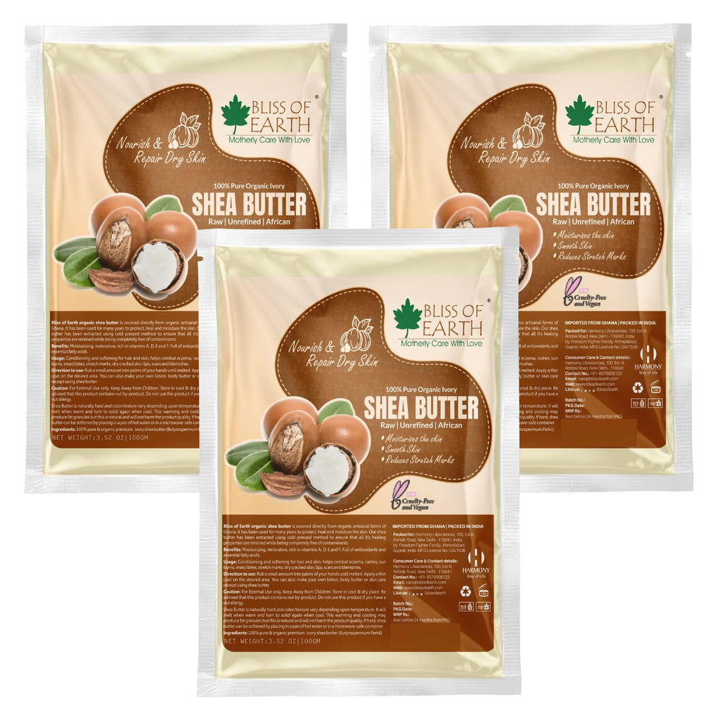 Bliss of Earth Organic Ivory Shea Butter - 100 gms Each (Pack of 2)