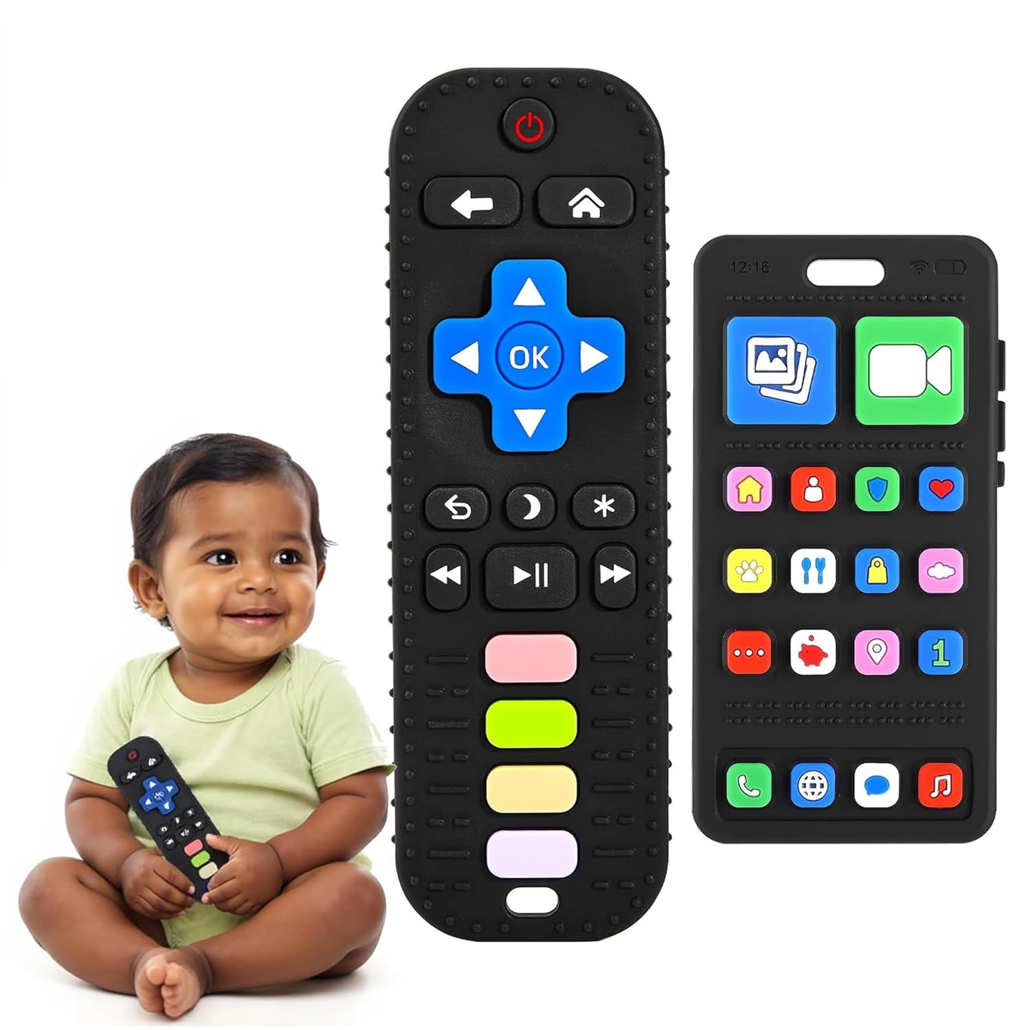 Kidology Baby Teething Toys for 3-18 Months TV Remote & Mobile Phone