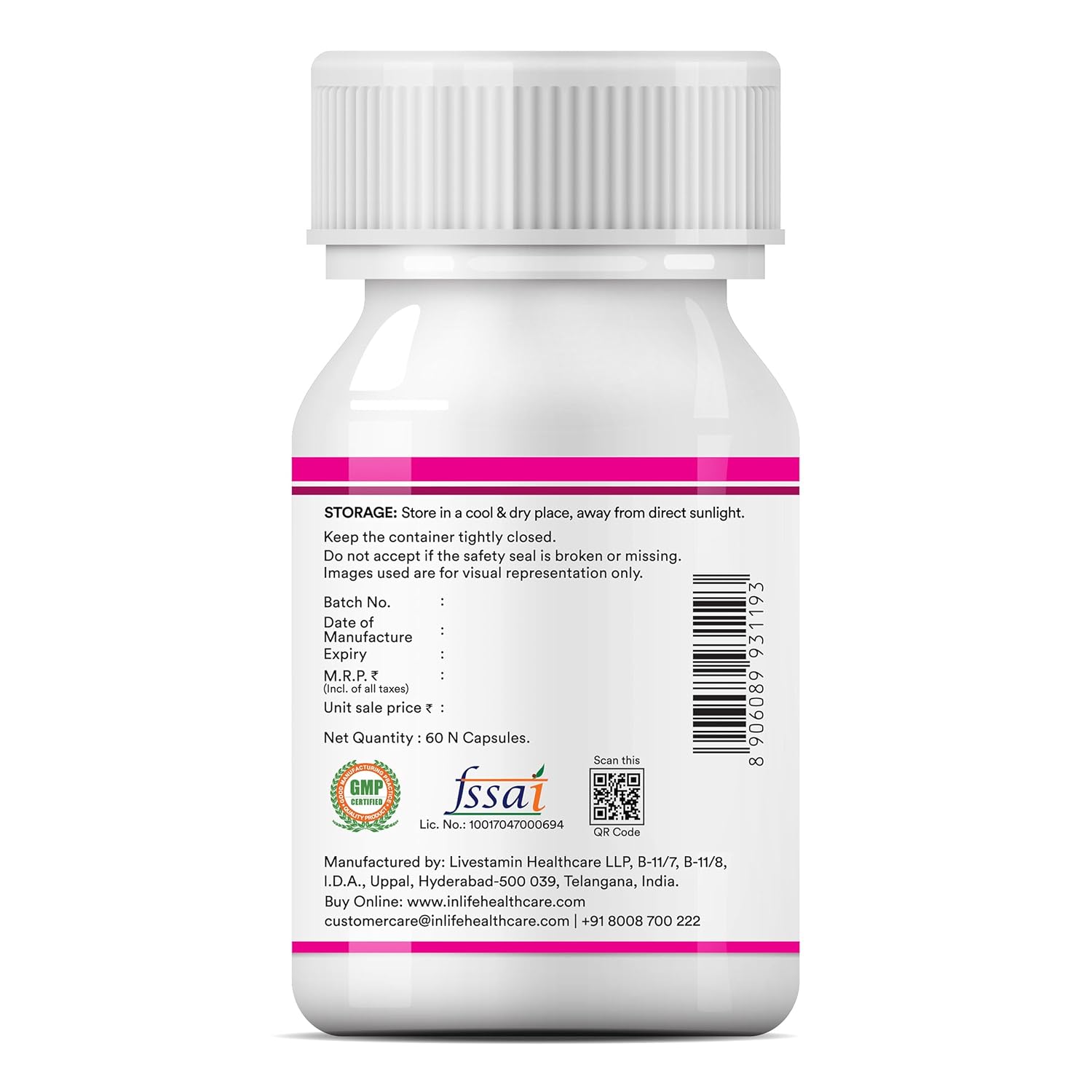 INLIFE Advanced Hair Skin & Nails Supplement with Biotin, Multivitamin Minerals, Amino Acids for Hair Care - 60 Vegetarian Capsules