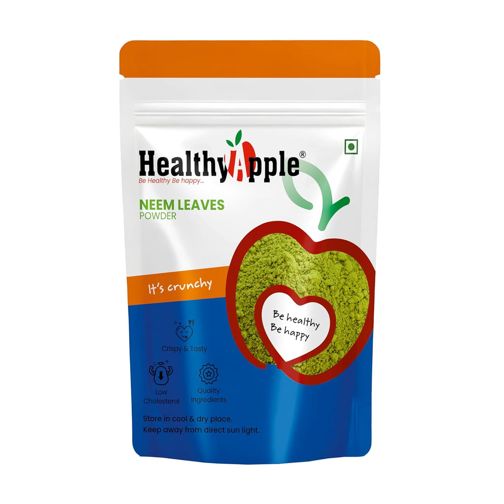 Healthy Apple Pure Neem Leaves Powder (100g) - 100% Natural Ayurvedic Herbal Supplement for Acne Control, Glowing Skin, Anti-Dandruff Hair Masks & Scalp Nourishment - Multipurpose Face Pack