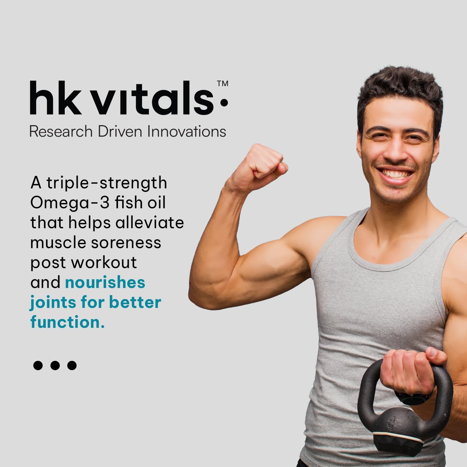 Hk vitals 3X Strength Omega-3 Fish Oil Supplement (60 Capsules) | 1150mg Fish Oil, 525mg EPA & 375mg DHA | For Healthy Heart & Joints | Men & Women