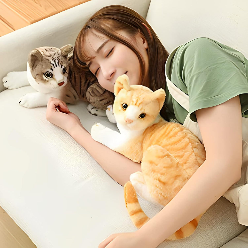 Tickles Cute Cat Soft Stuffed Plush Animal Toy for Kids Yellow 28 cm