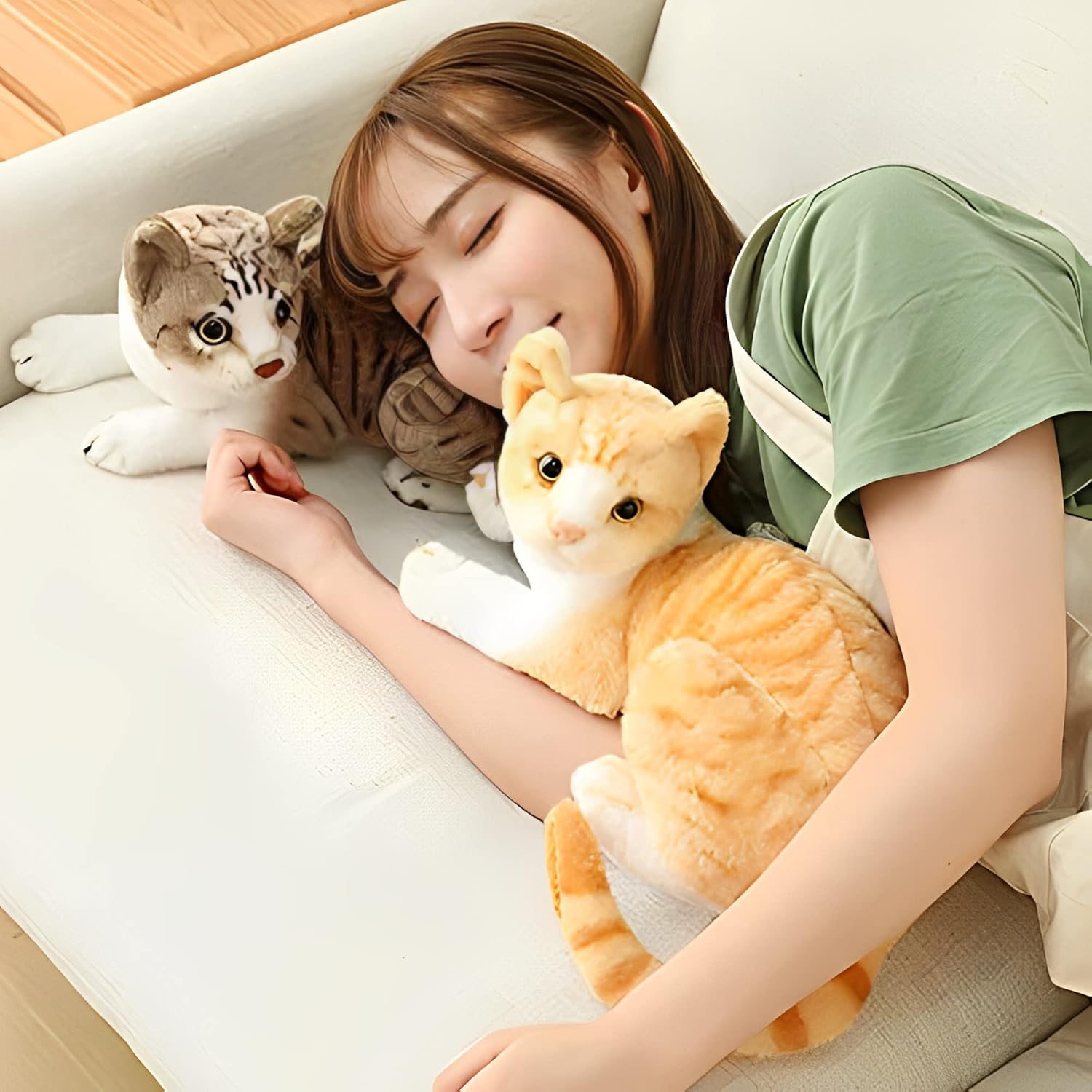 Tickles Cute Cat Soft Stuffed Plush Animal Toy for Kids Yellow 28 cm