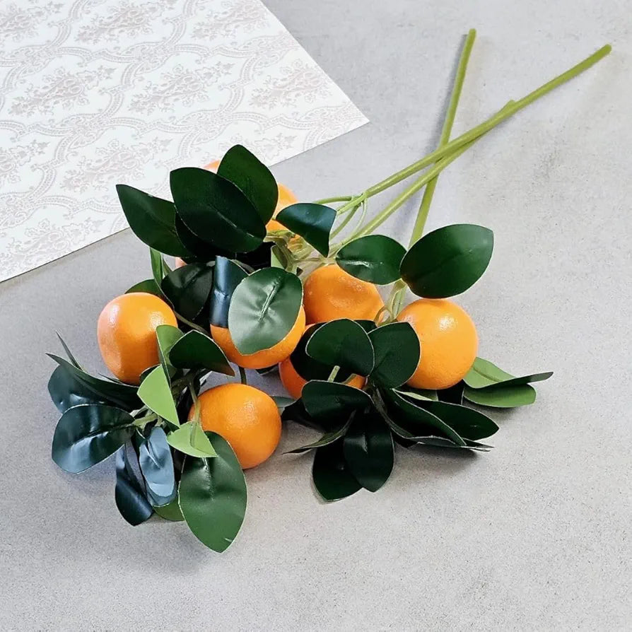 3 Pcs Orange Plant Stick Elevate Your Décor with Artificial Orange Branches Lifelike Tree Plants for Vase Display