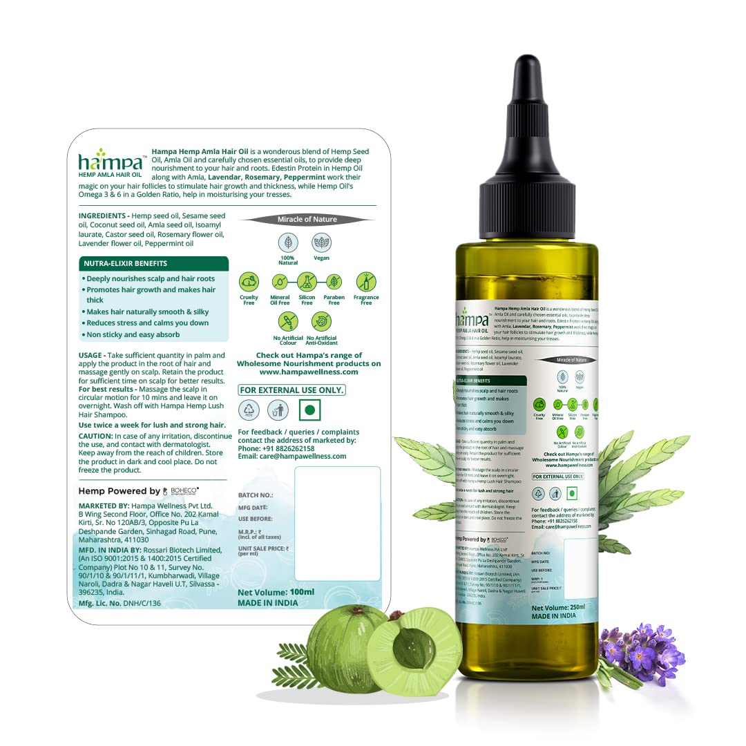 Hampa Hemp Amla Hair Oil and Lush Hair Shampoo Combo