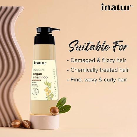 Inatur Argan Shampoo for Hair Fall Control - 350 ml