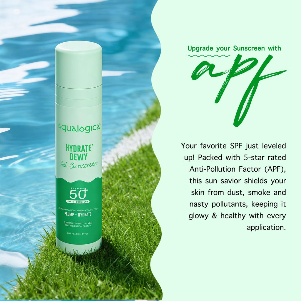 Aqualogica Hydrate+ Dewy Sunscreen SPF 50 PA+++ 50g | UVA/B & Blue Light Protection for Men & Women | For Oily, Combination & Dry Skin | Fragrance-Free