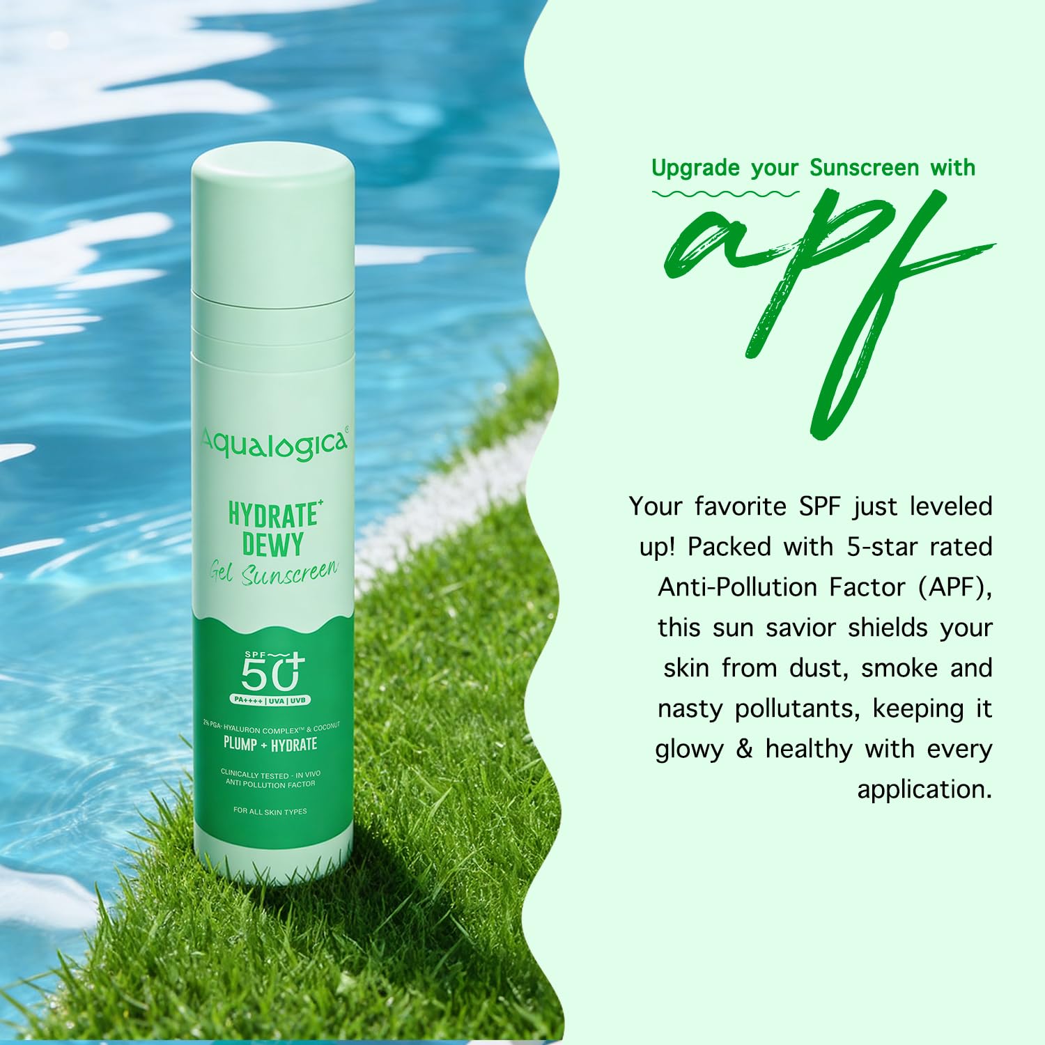 Aqualogica Hydrate+ Dewy Sunscreen SPF 50 PA+++ 50g | UVA/B & Blue Light Protection for Men & Women | For Oily, Combination & Dry Skin | Fragrance-Free