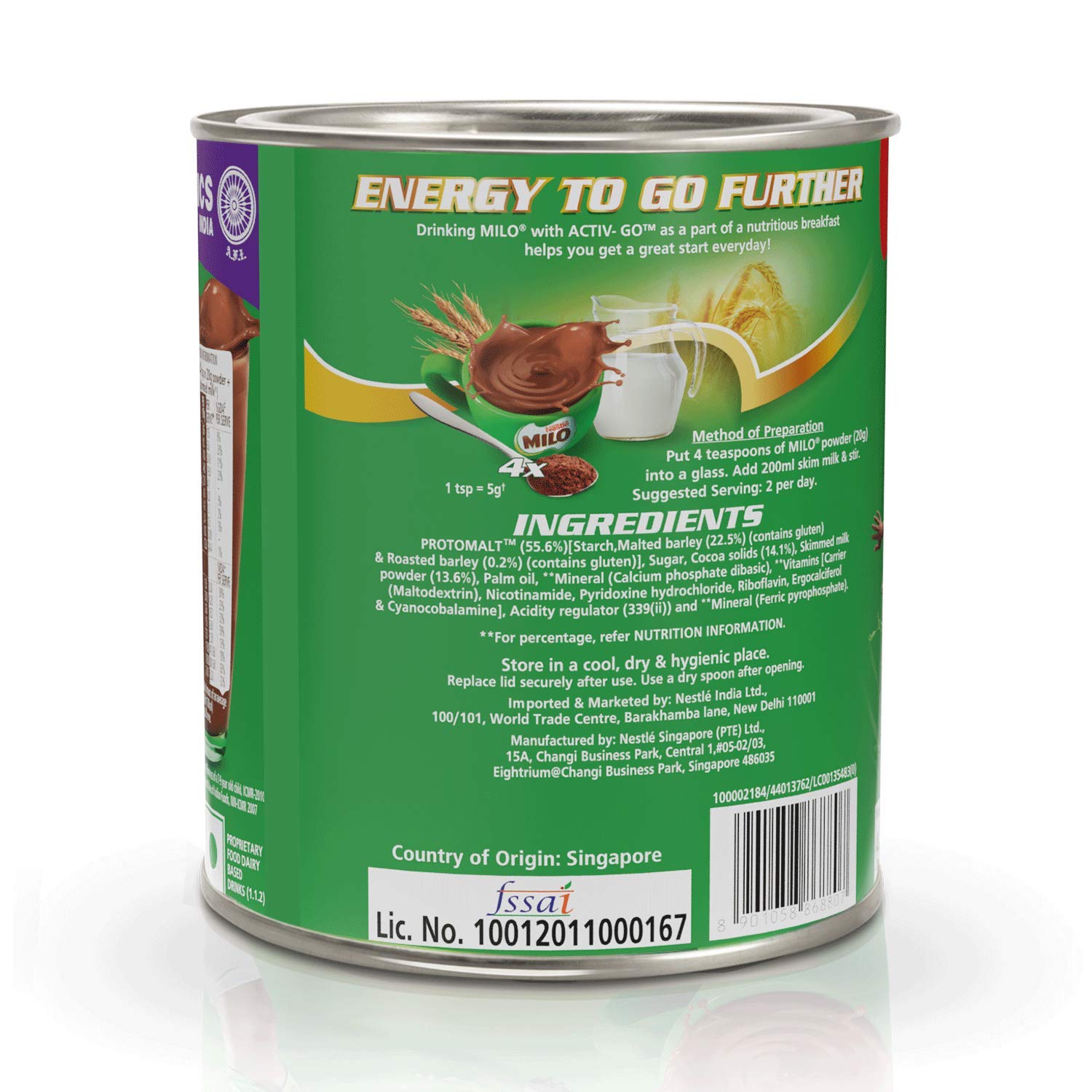 Milo Nestle Activ-Go Powder Chocolate Flavour Tin - 400 gms