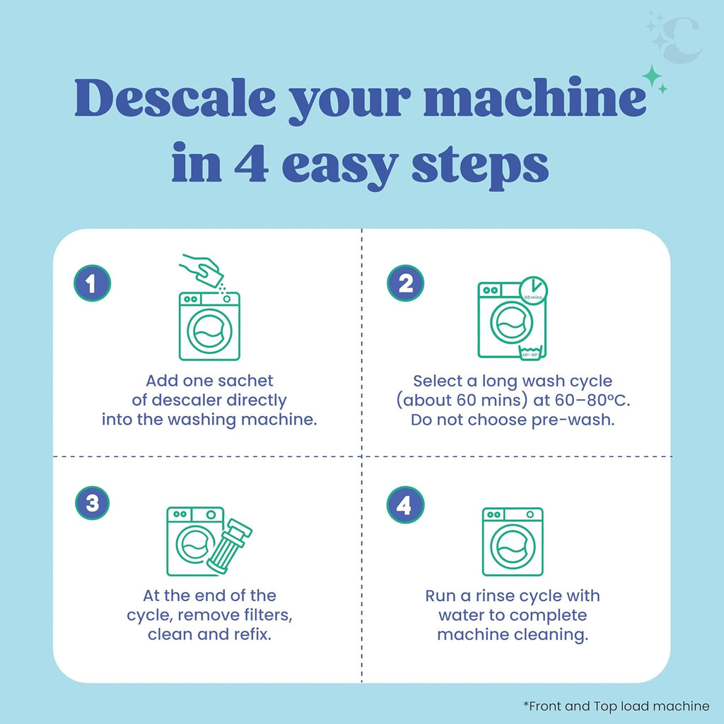 Cleevo Washing Machine Cleaner & Descaler Powder â€“ Pack of 3 | Removes Limescale, Odour & Residue | Non-Toxic, Phosphate-Free | Front & Top Load Safe