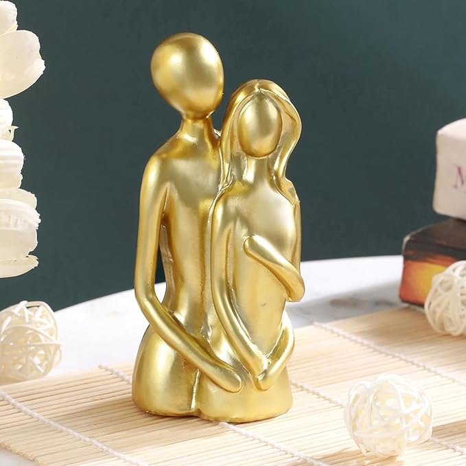 Tied Ribbons Decorative Romantic Hug Love Couple Showpiece Statue for Home Decor