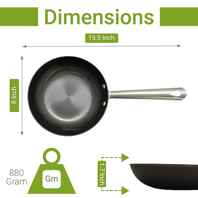 Femora Preseasoned Cast Iron 24 Cm Fry Pan | Non Toxic and Coating | Pack of 1 | Black