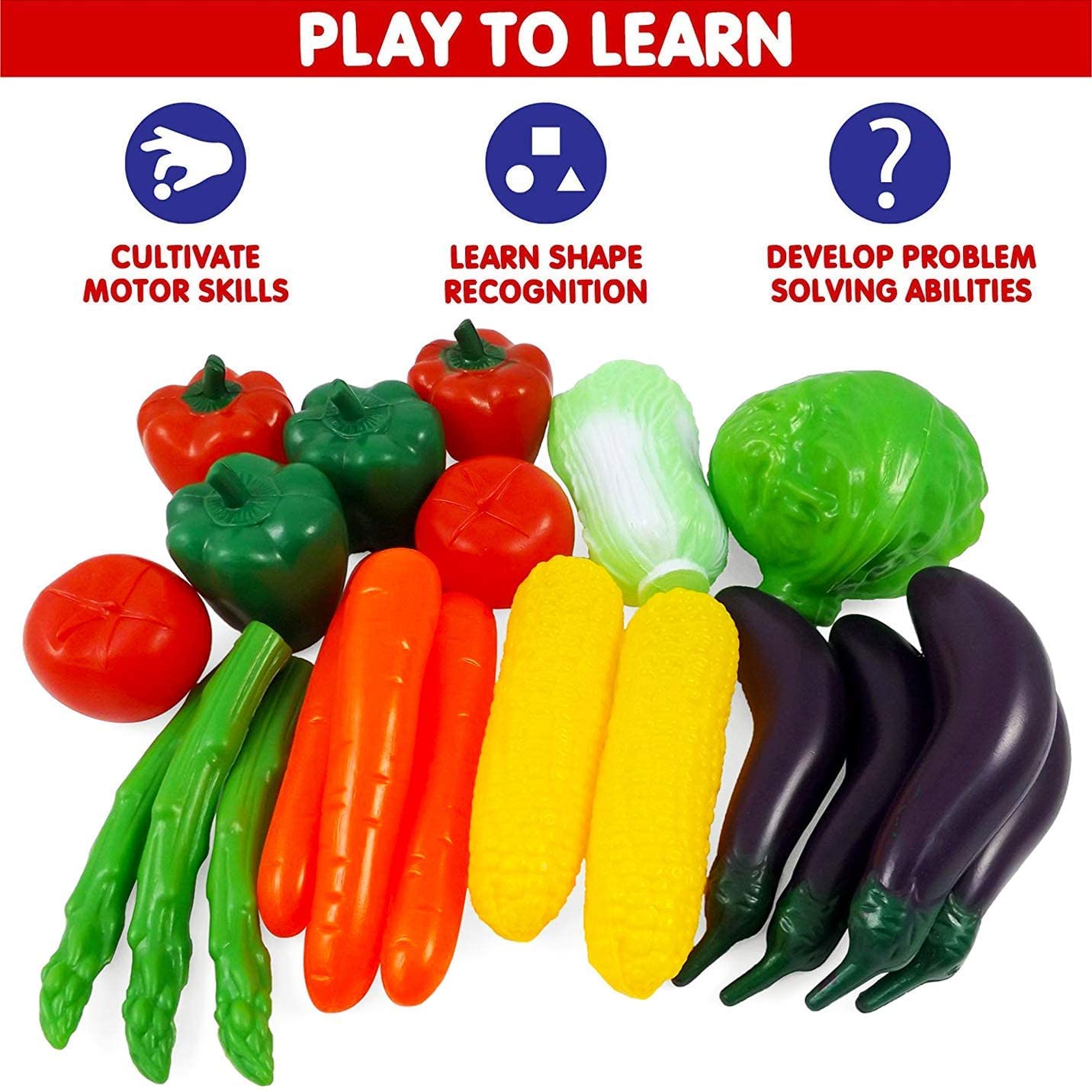 Tickles Bag of Vegetables Pretend Play Food Realistic Kitchen Playset for Kids 20 Pieces