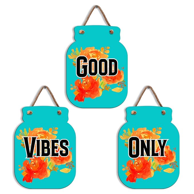 Sehaz Artworks Home Decor Items For Living Room Wooden Wall Hangings For Good Vibes Only