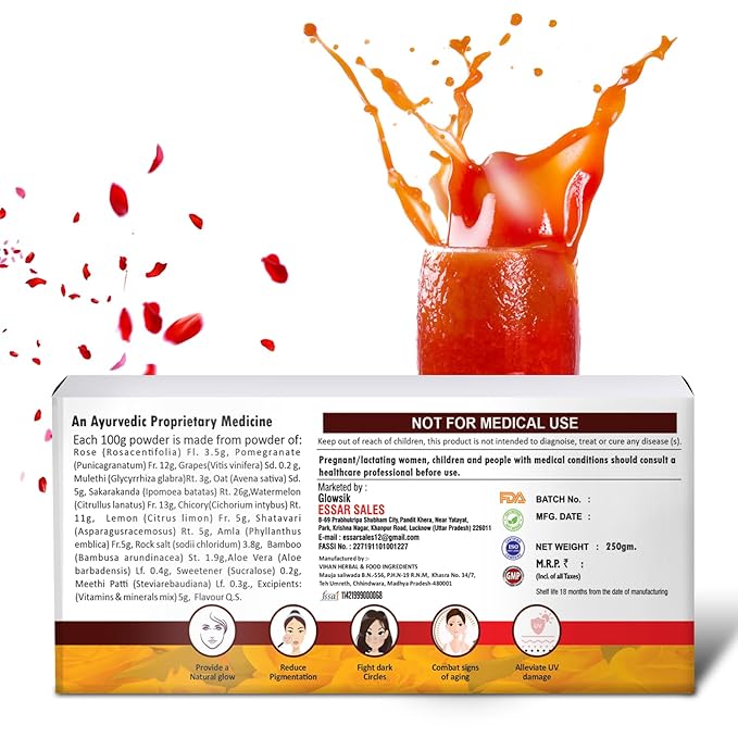 Glowsik Healthy Skin Glow Blend, Ayurvedic Beauty Supplement for Healthy, Glowing Skin - 30 Sachets