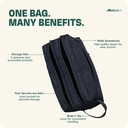 Boldfit Toiletry Bag for Travel Men & Women,Spacious Travel Organizer with Multiple Compartments & Zipper Closure,Durable Cosmetic & Grooming Kit Pouch for Toiletries Kit, Skincare & Accessories,18cm