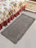 Saral Home Shaggy Soft Cotton Durable & Washable Multipurpose Bedside Runner Colour Light Grey