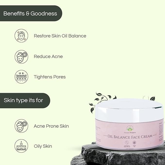 PrakritPurity Oil Balance Face Cream with Tea Tree Oil and Turmeric Extract - 50 gms