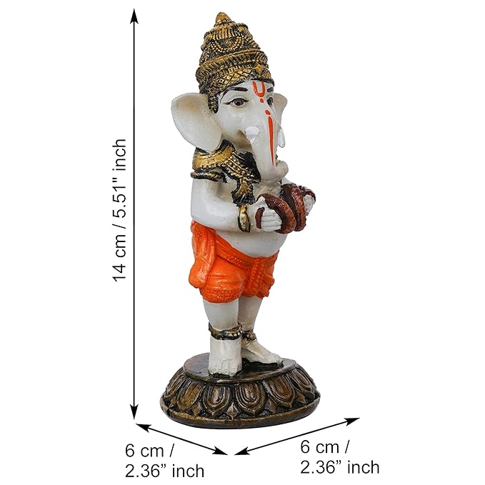Ecraftindia Polyresin Standing Lord Ganesha Idol Playing Manjira Musical Instrument Statue Decorative Showpiece