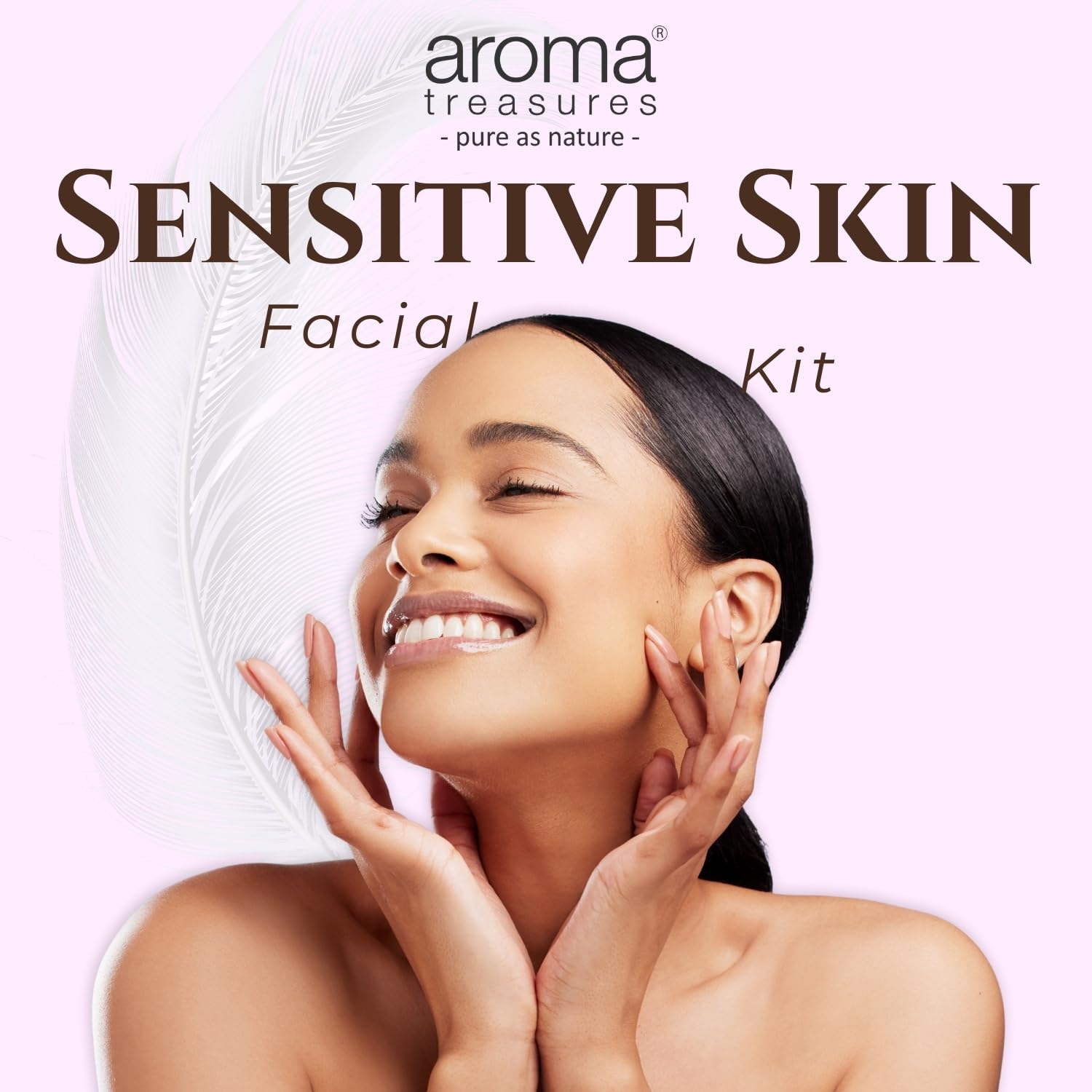 Aroma Treasures Sensitive Skin Soothing Facial Kit, 7-Step Spa Experience with Lavender, Chamomile, Calendula & Niacinamide, Hydrating & Brightening Skincare for Sensitive Skin, 48g/ml