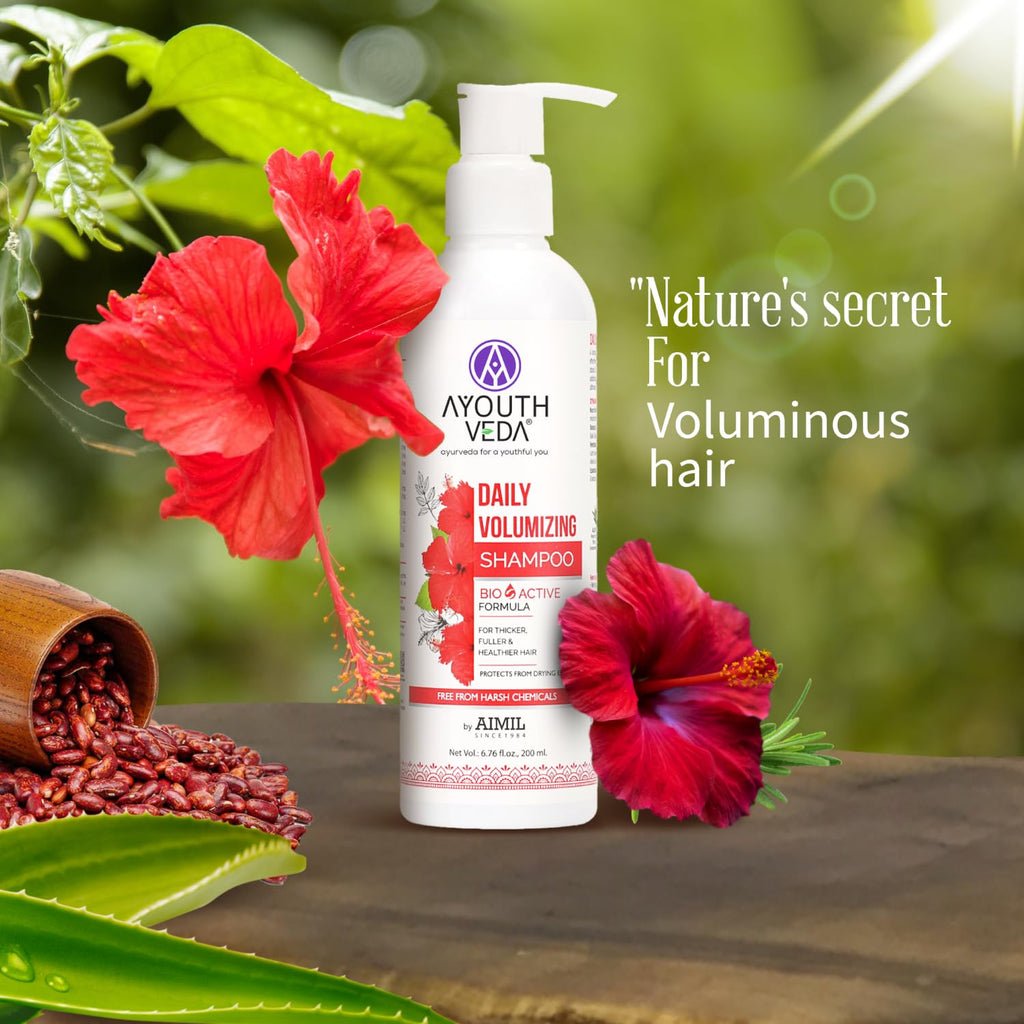Ayouthveda Daily Volumizing Shampoo, Bio-Active Formula For Thicker Fuller & Healthier Hair Protects From Drying, Improve Hair Density & Texture | Strengthens Hair, Add ultimate volume & nourishment Effects 200ml