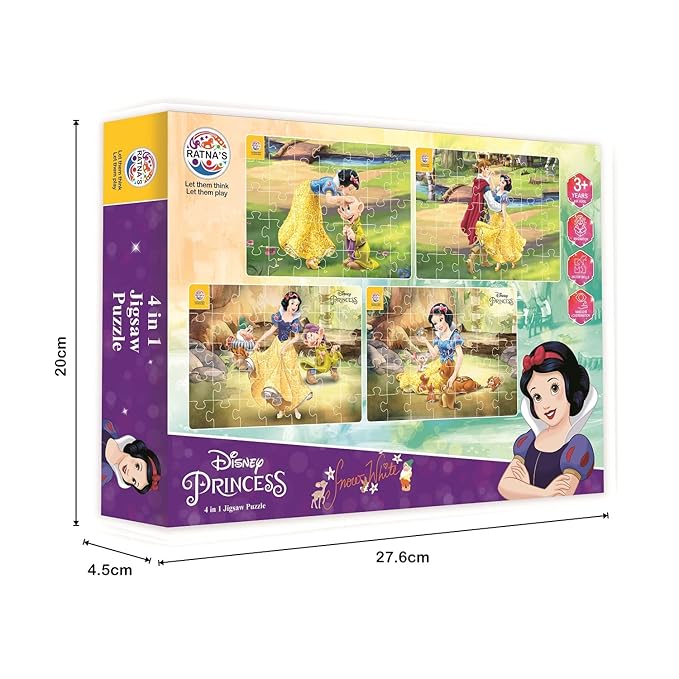 Ratna's 4 in 1 Princess Snow White Jigsaw Puzzle 140 Pieces for Kids | 4 Jigsaw Puzzles 35 Pieces Each