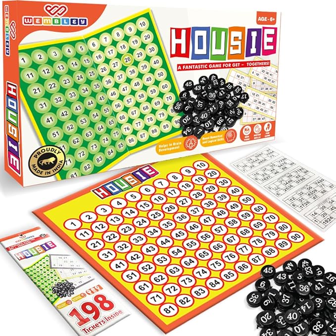 Wembley Tambola Housie Board Game for Kids Adults 198 Tickets Bingo Indoor Game
