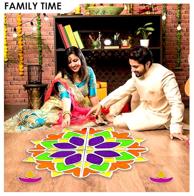 Solobolo Diy Rangoli Mats for Pooja Decoration | 4 Pieces Mdf 18 Inches Lotus Flower Rangoli Stencils for Door Entrance