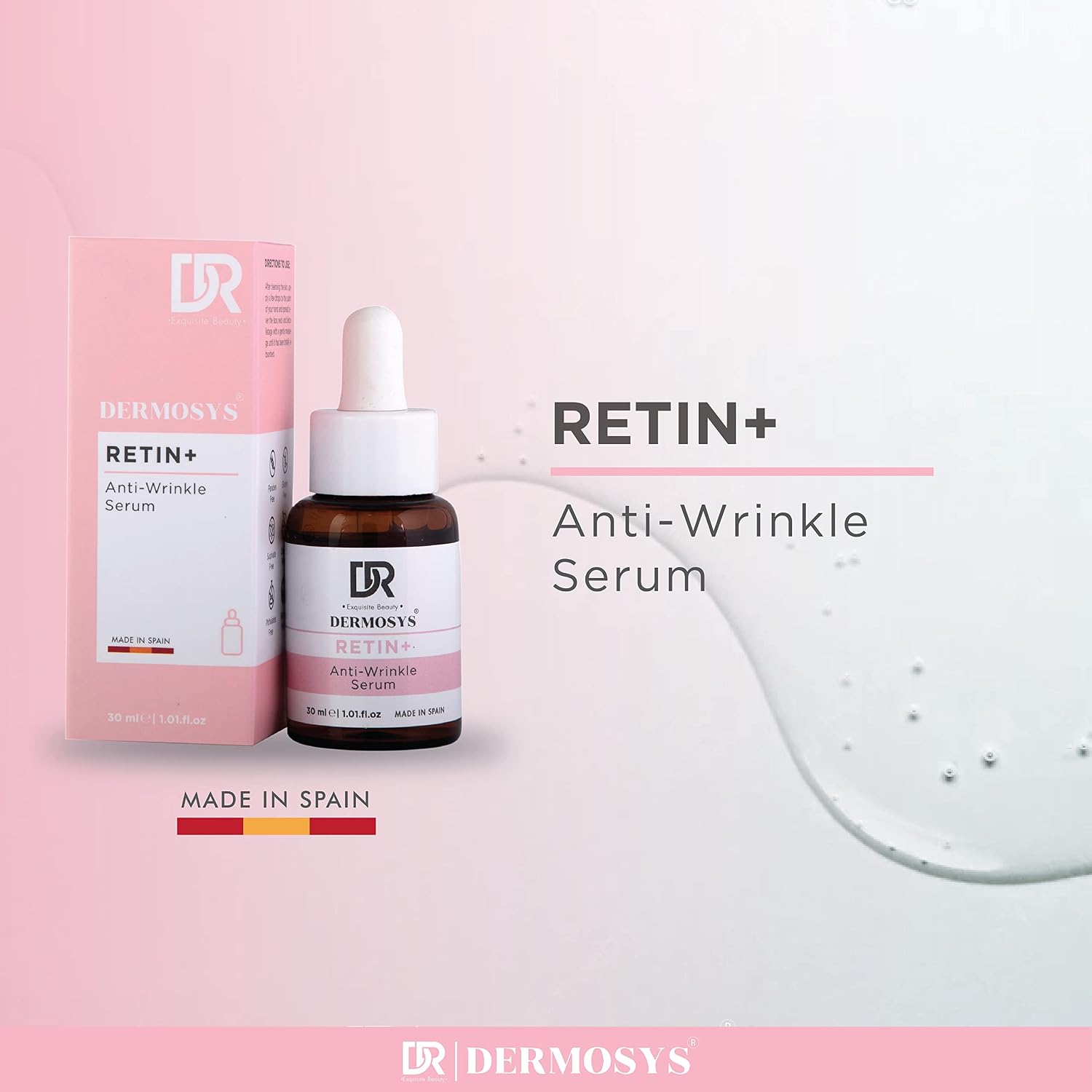 DERMOSYS Anti Wrinkle + Retinol Serum | 30ml Retinyl Palmitate | Anti Aging Serum for Daily Use | Sulphate & Paraben Free | Lift & Firm Skin | For All Skin Types - 30ml