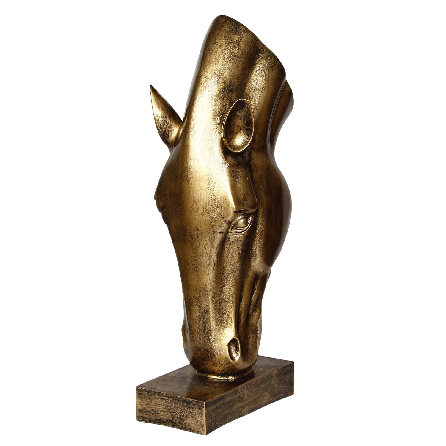 Ecraftindia Golden Antique Finish Elegant Horse Face Handcrafted Polyresin Decorative Showpiece