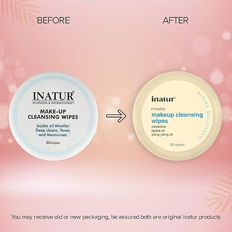 Inatur Makeup Remover Wipes for Face 50 Wipes