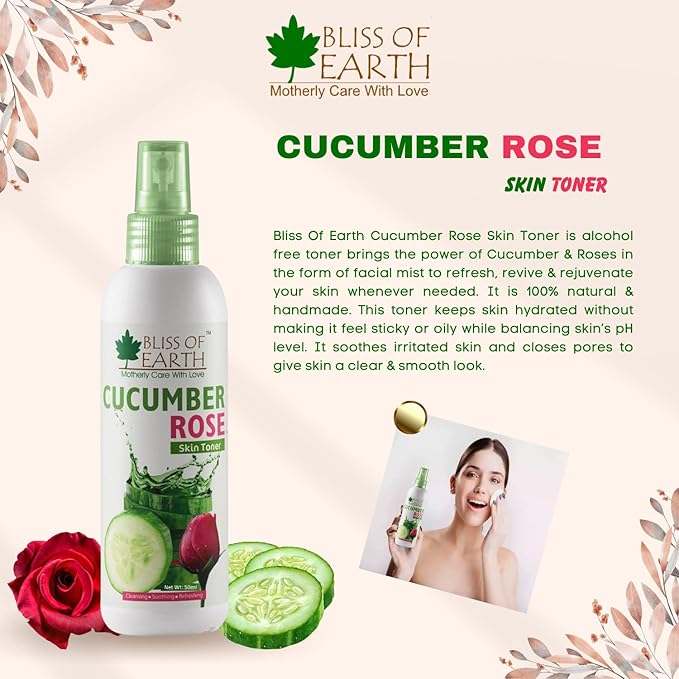Bliss of Earth Cucumber Rose Skin Mist Toner - 100 ml