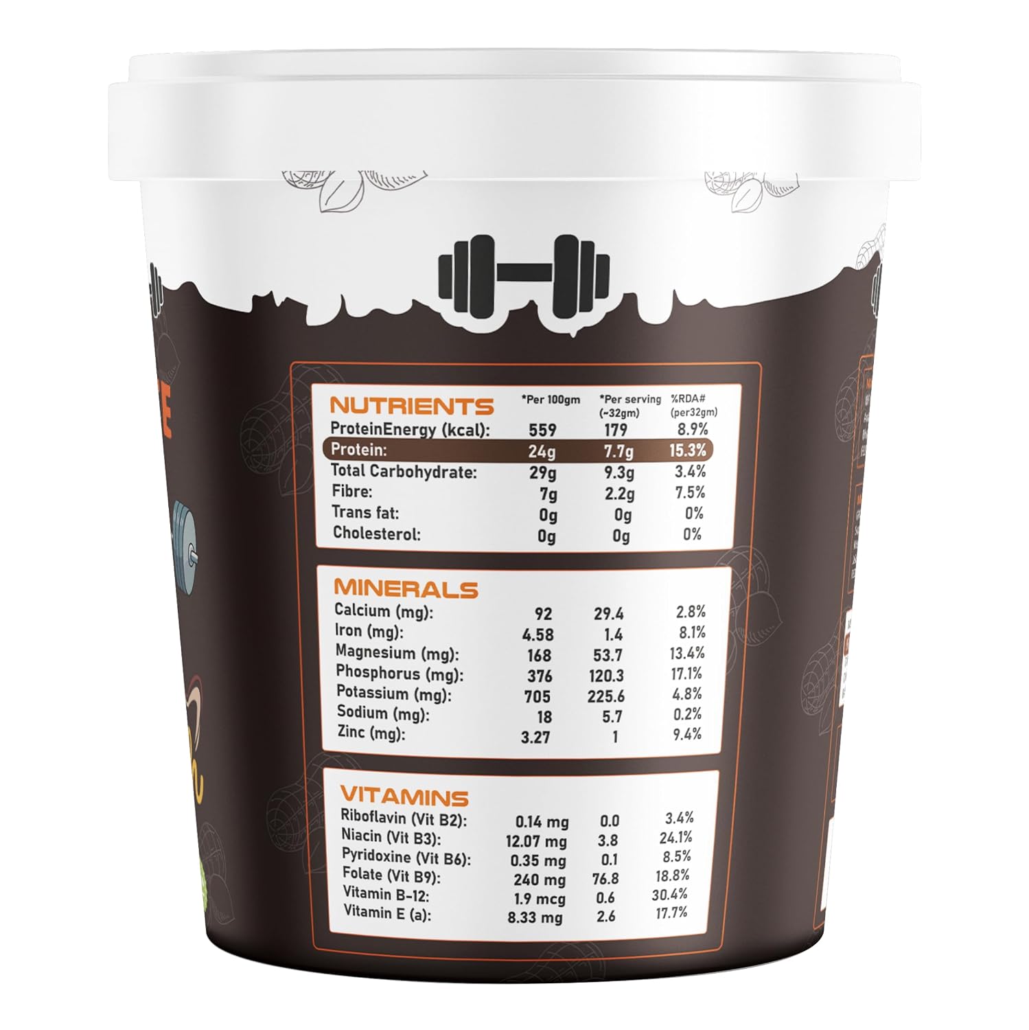 Growfitz CHOCO LAVA Peanut Butter | Indulgent Chocolate Taste | 24 g High Protein | Crunchy Peanut Butter Spread | No Palm Oil | Protein Rich | 800g