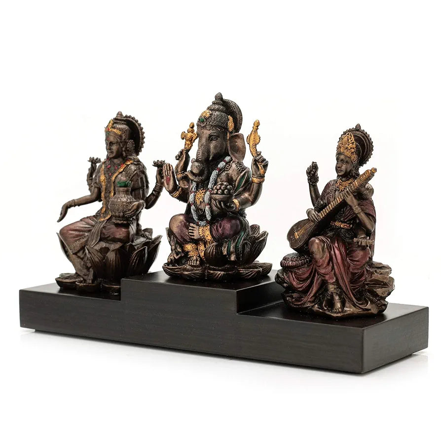 CraftVatika Resin Goddess Laxmi Ganesha Saraswati Showpiece Statue