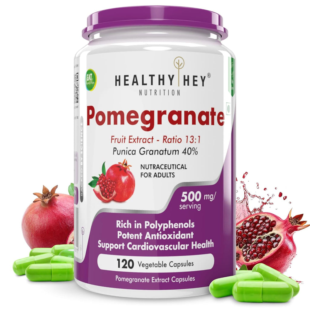 HealthyHey Nutrition Pomegranate Fruit Extract 500mg- 120 Vegetable Capsules (120)
