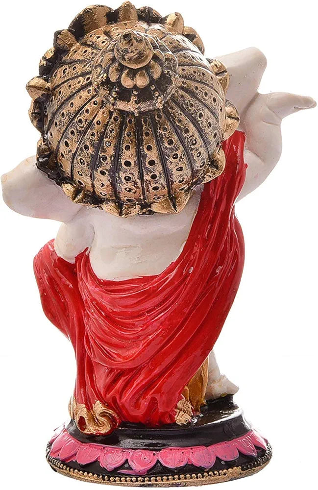 Nrson Indian Handcrafted Polyresin Ceramic Eco Friendly Lord Ganesh Idol Figurine Dancing Ganesha