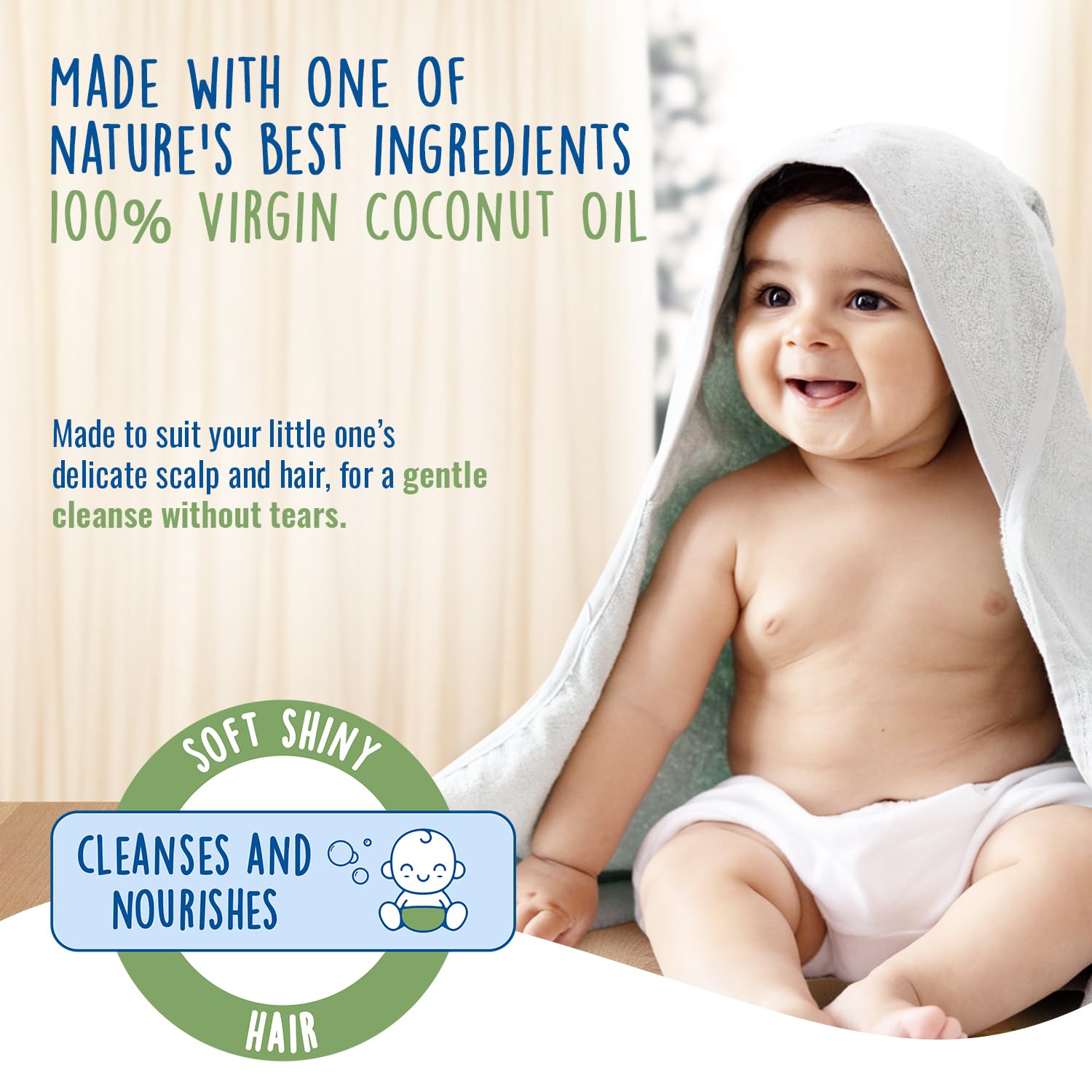 Parachute Advansed Baby Shampoo for Kids | Doctor Certified | Tear Free | Tender Coconut Water & Virgin Coconut Oil | Soft & Shiny Hair | 410ml