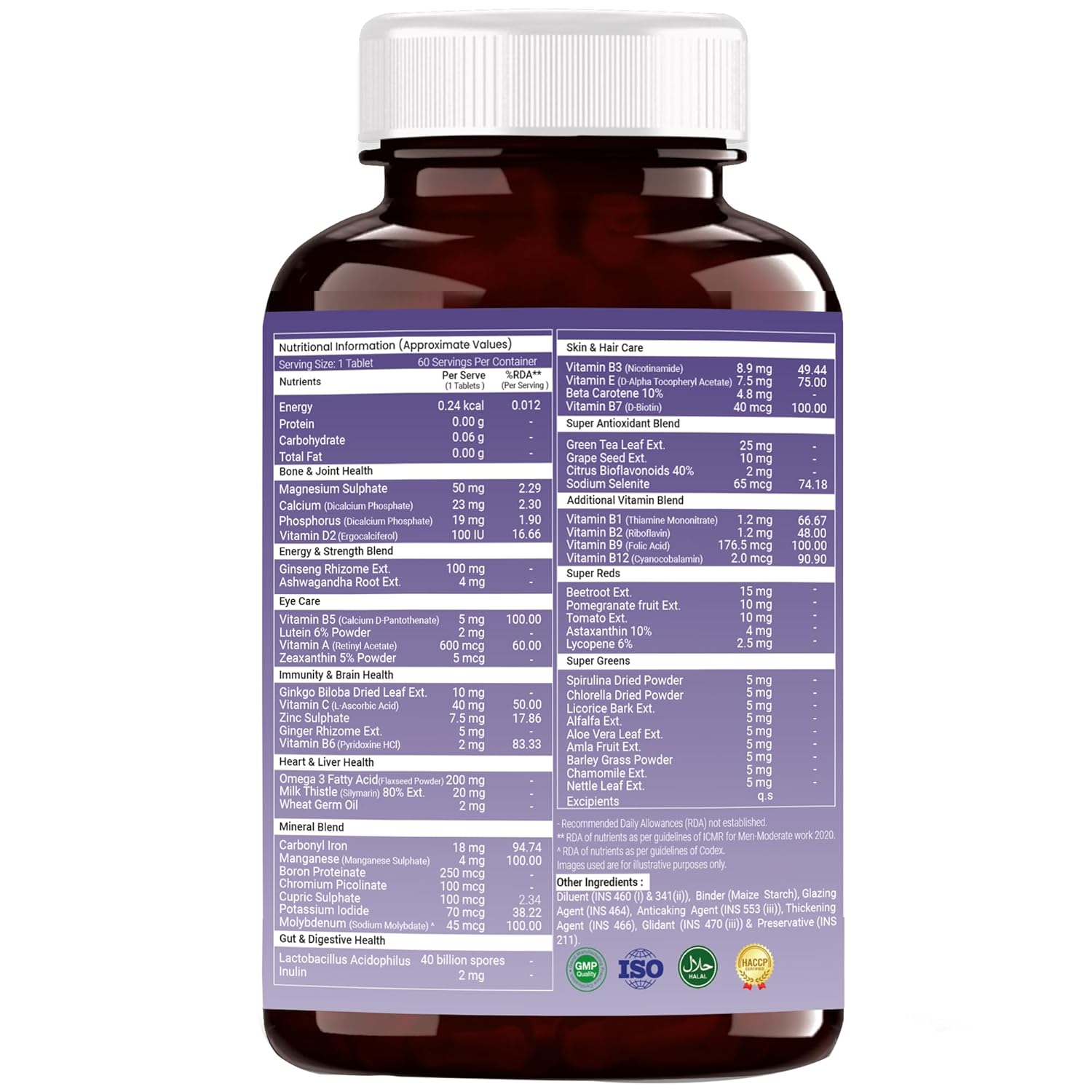 OSOAA Daily Multivitamin with Omega 3 & Probiotics - 60 Veg Tablets | 53 Vital Vitamins & Minerals with Zinc, Vitamin C, Vitamin D, Vitamin B12, and Multiminerals - Supports Immunity & Gut Health