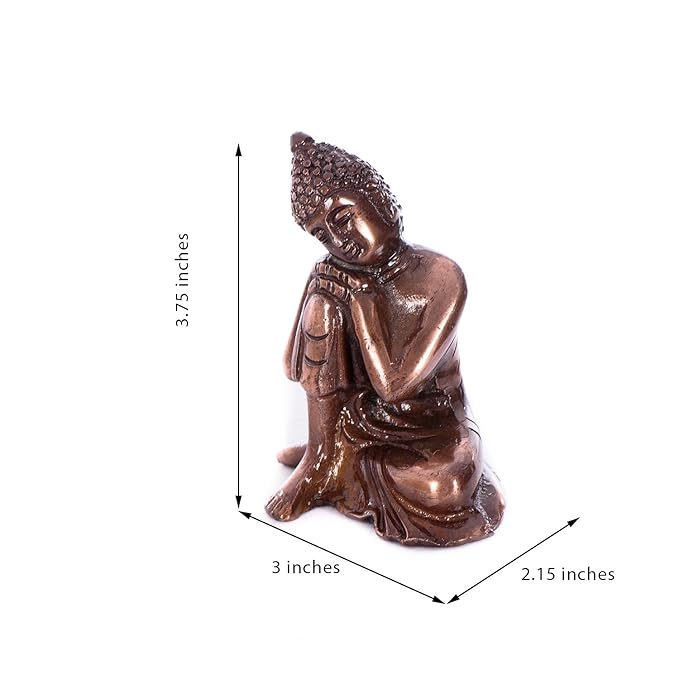 Ecraftindia Resting Buddha on Knee Metal Showpiece | Brown