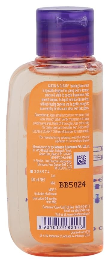Clean & Clear Face Wash - Foaming - 50 ml
