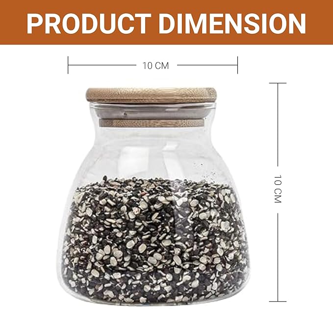 Femora Kitchen Storage Jars Borosilicate Glass With Wooden Lid Air Tight Jar | 450 Ml | Pack of 4