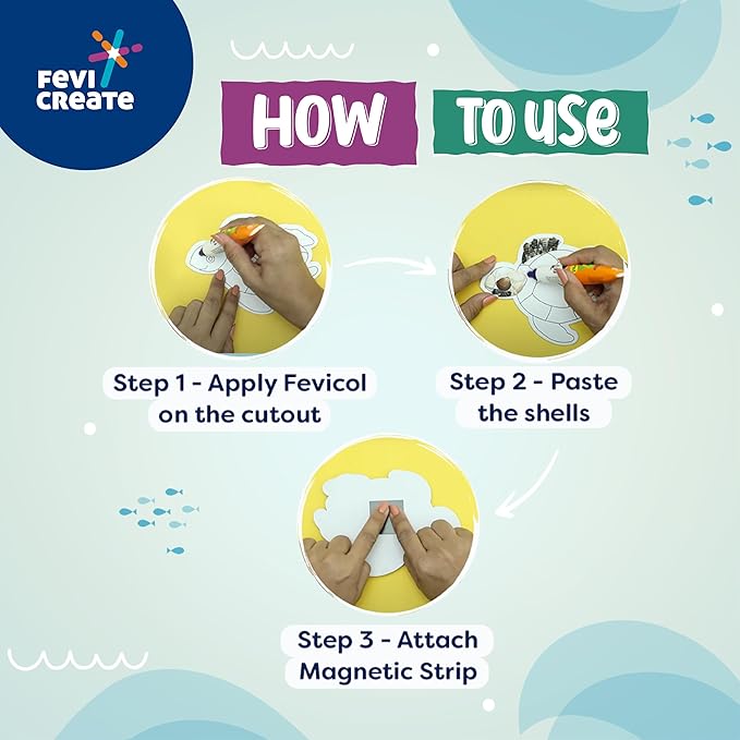 Fevicreate Diy Marine Themed Fridge Magnet Kit Turtles Seahorses and Starfishes Designs Art and Craft Kit for Kids