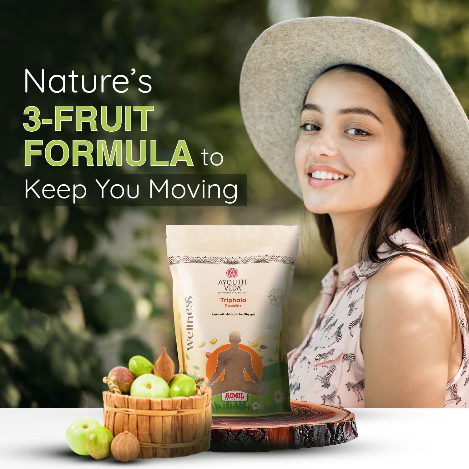 Ayouthveda Triphala Powder – Traditional Ayurvedic Blend for Daily Detox & Gut Health – Net Qty: 200g