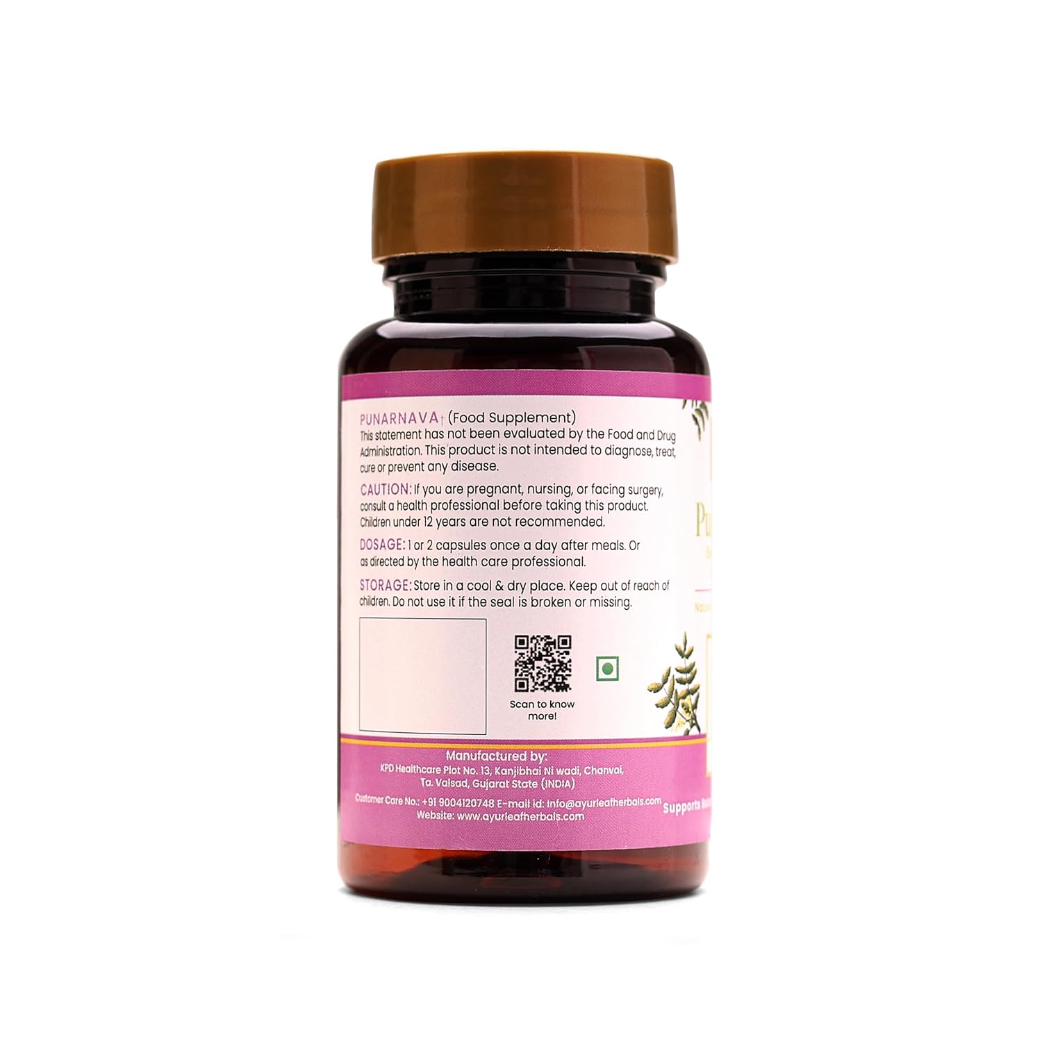 Ayurleaf Herbals Punarnava Capsules - 60 Caps Pack of 2