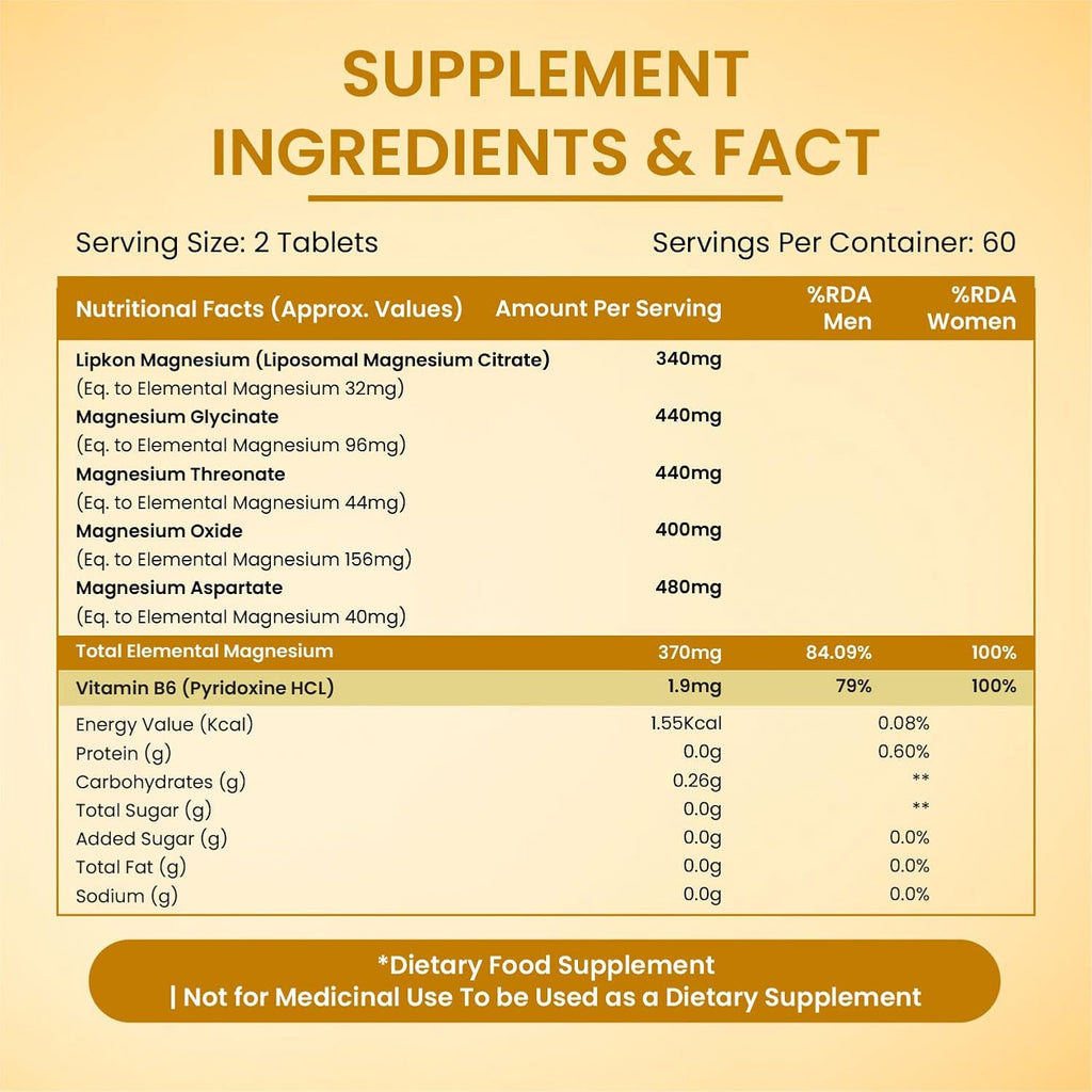 Vlado's Himalayan Organics 5X Strength Liposomal Magnesium Supplement - 2100mg+ with Chelated Magnesium Glycinate, Citrate, Oxide, Threonate, Aspartate & Triple magnesium Complex | For Sleep, Cramps, Recovery 120 Tablets