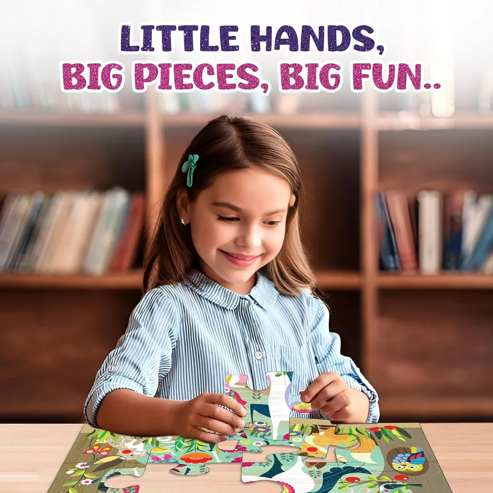 Playqid 12 Giant Pieces Floor Puzzle Unicorn Jigsaw Puzzle for Kids Ages 2+ Enchanted Fairy Tale Theme for Toddlers Educational